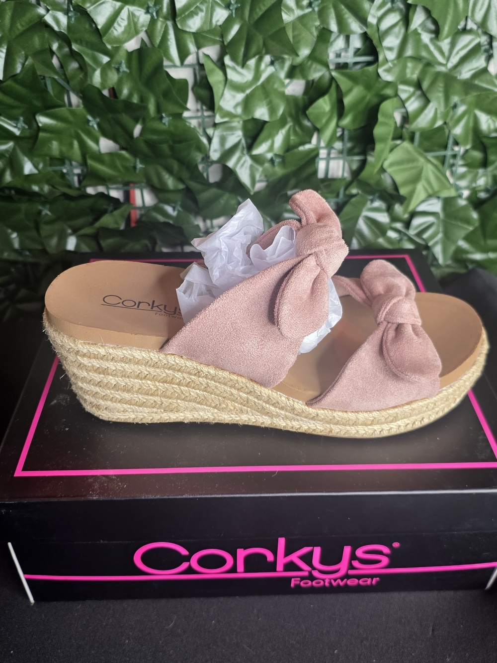 Corkys Pink Knotted Espadrille Wedge Sandals
